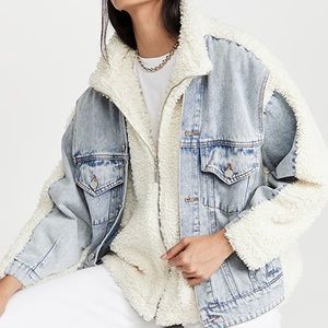 Blank NYC Bear Hug Denim Sherpa  Jacket NWT Sz L